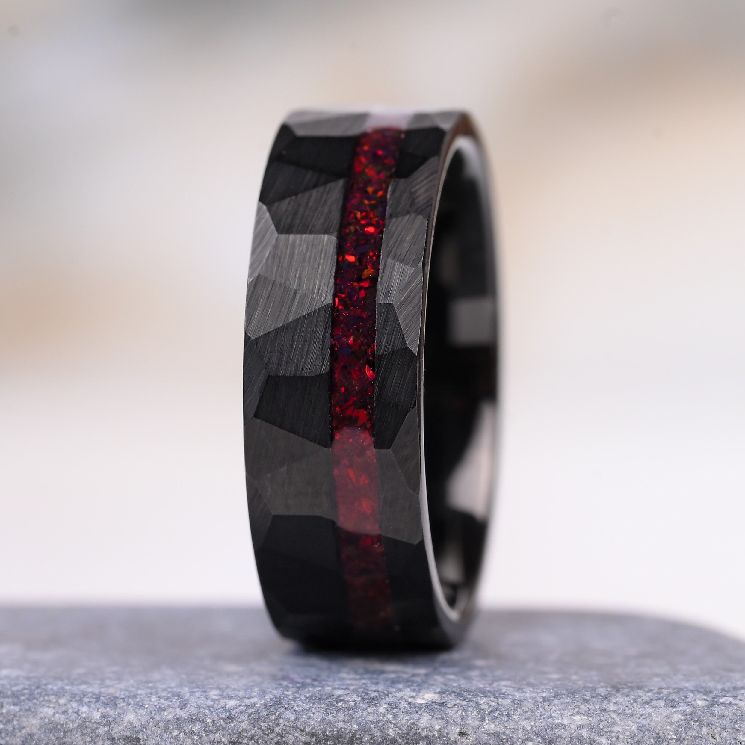 Drachen - Ring Fur Manner, Wolfram Ringe, Rotem Feuropal - Jubiläumsring, Ehering - Monetto Ringe