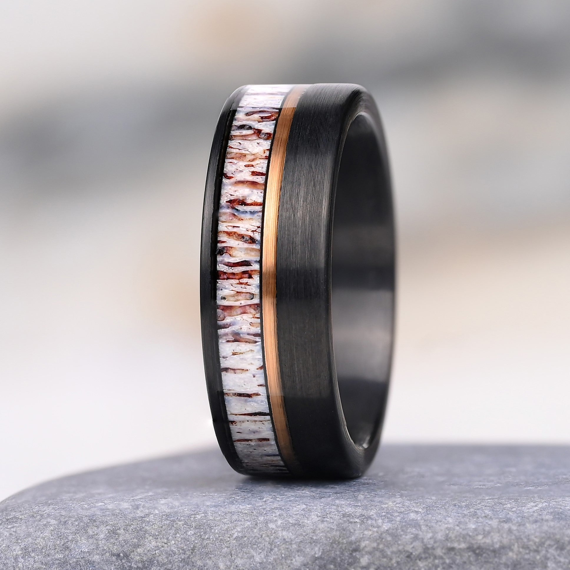Einzigartiges Ringdesign für Männer  - Wolfram und Geweih Ring für sie - Geschenk für ihr
