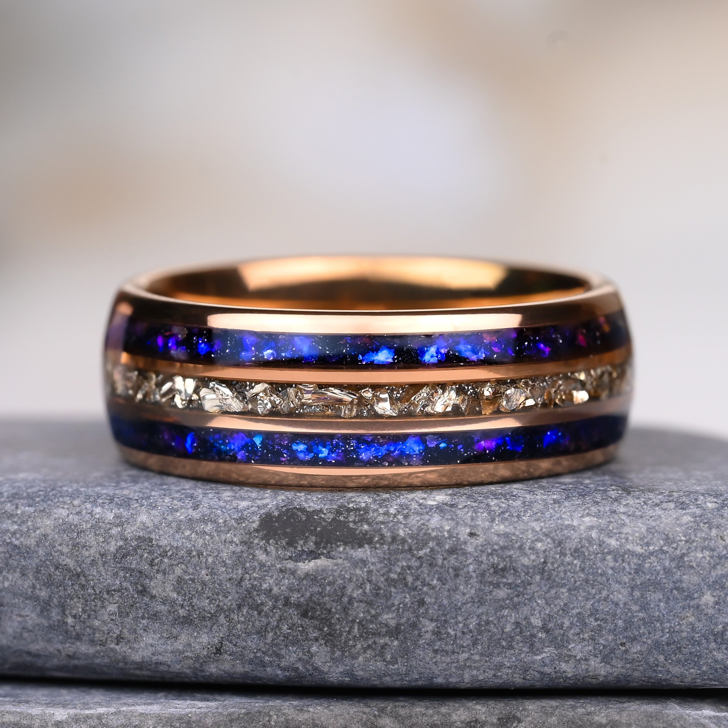 Leuchtende Ringe für Manner – Wolframring – Rift Nebula und eingelegte Diamanten – Jubiläumsring, Ehering – Monetto-Ringe