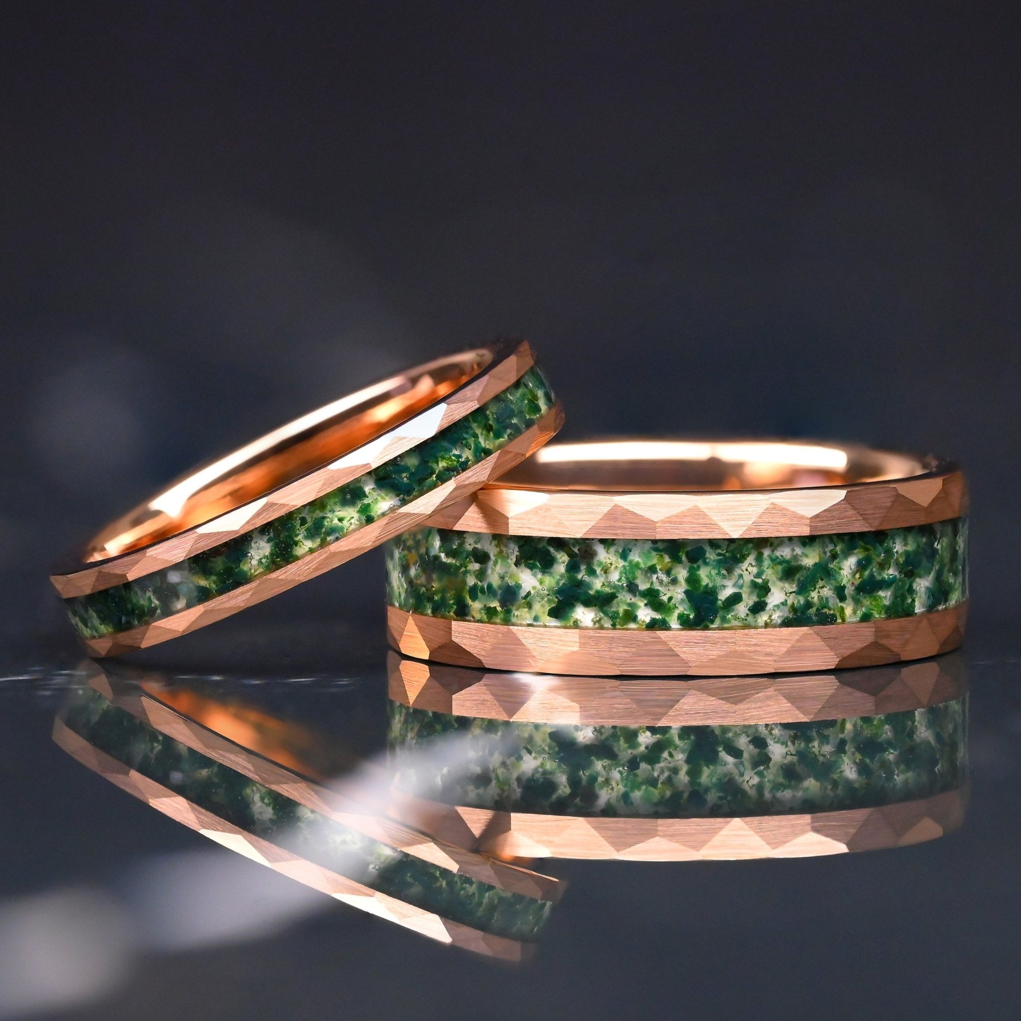 Sonnenwende - Moosachat Ringe Set