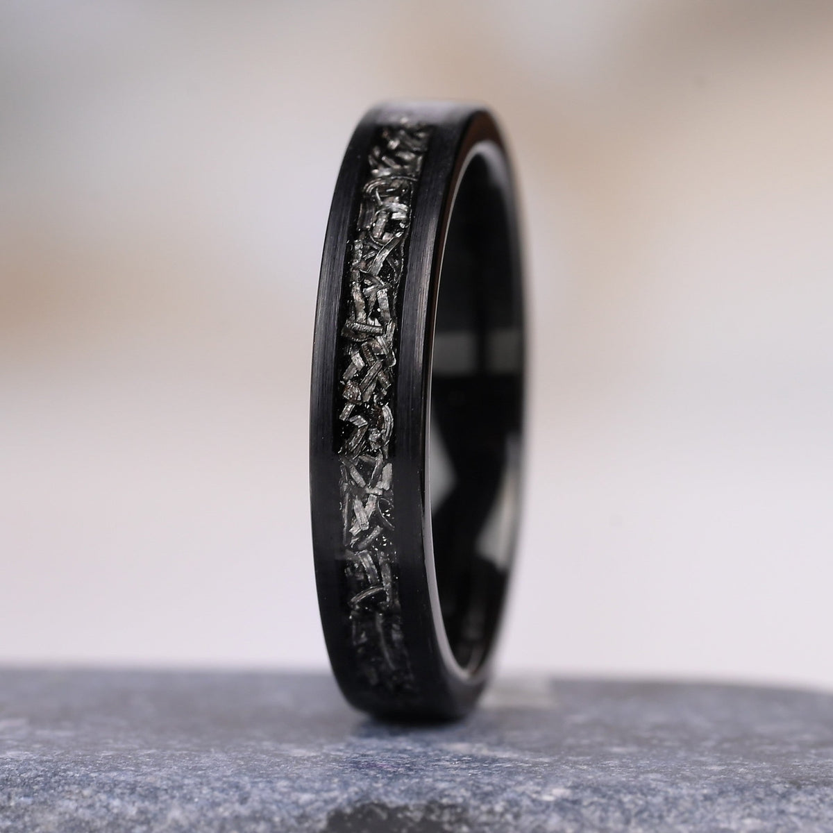 Meteor Na Ringe Handwerker - Ringe für Damen | Wolfram und Meteorit-Einlage