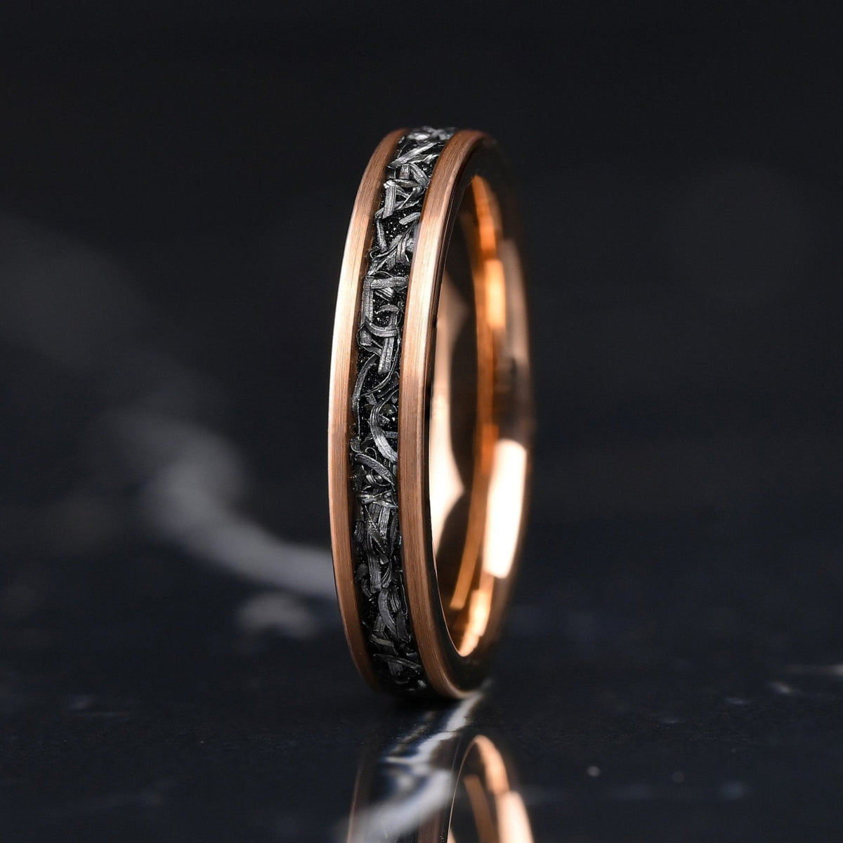 Meteor Na Ringe Ignis - Ringe Set - Ringe für Paare | Wolfram und Meteorit