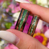 Waldgold – Ringe für Paare – Wolframring – Einlage aus grünem Moosachat – Jubiläumsring, Ehering – Monetto-Ringe