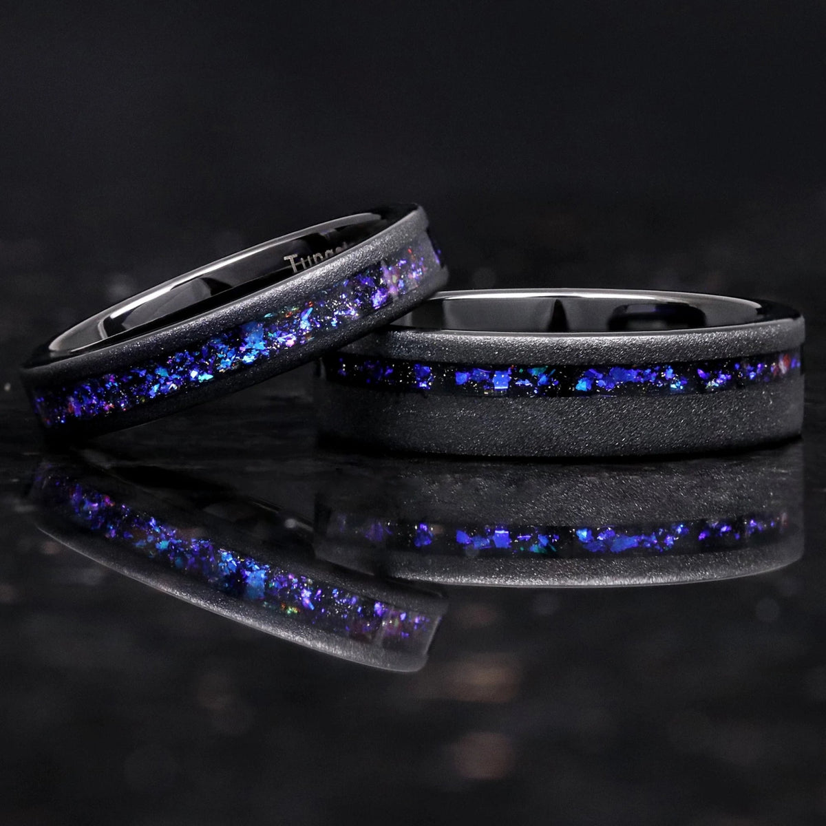 Todelte Ringe Zauber - Ringset - Ringe für Paare | Wolfram und Orionnebel Ringe Set